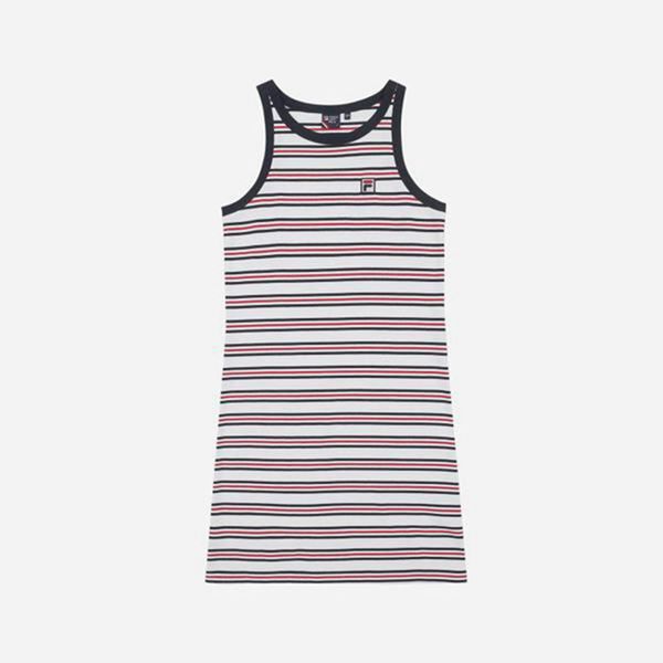 Vestidos Fila Mujer Blancas / Rojas - Striped - España 821734LSO